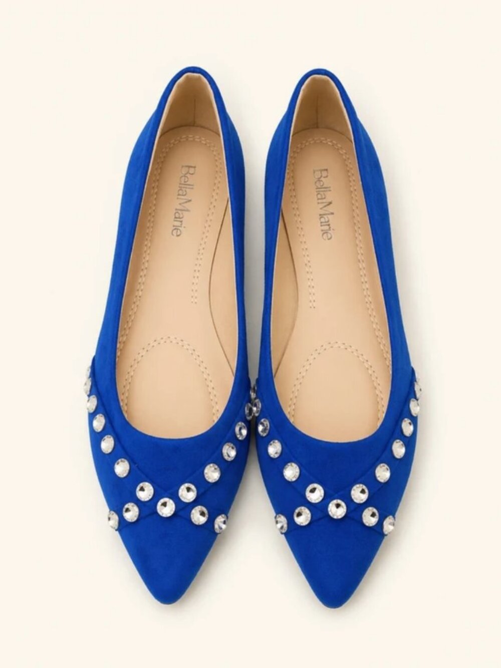 Bella Marie blue rhinestone pointed toe flats size 9